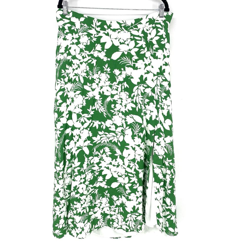 Ann Taylor Green and White Floral Midi Skirt - Picture 2 of 11